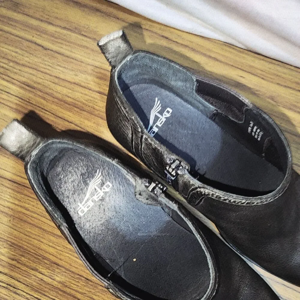 Dansko Harlene Black Leather Women's Clog Booties